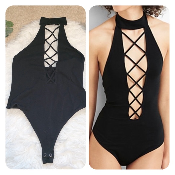 Express Tops - Express One Eleven criss cross thong bodysuit